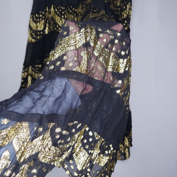 Sheer Maxi Skirt 1X Black Metallic Lace Full Aline Midi Maxi Skirt Boho Witchy - Picture 2 of 8